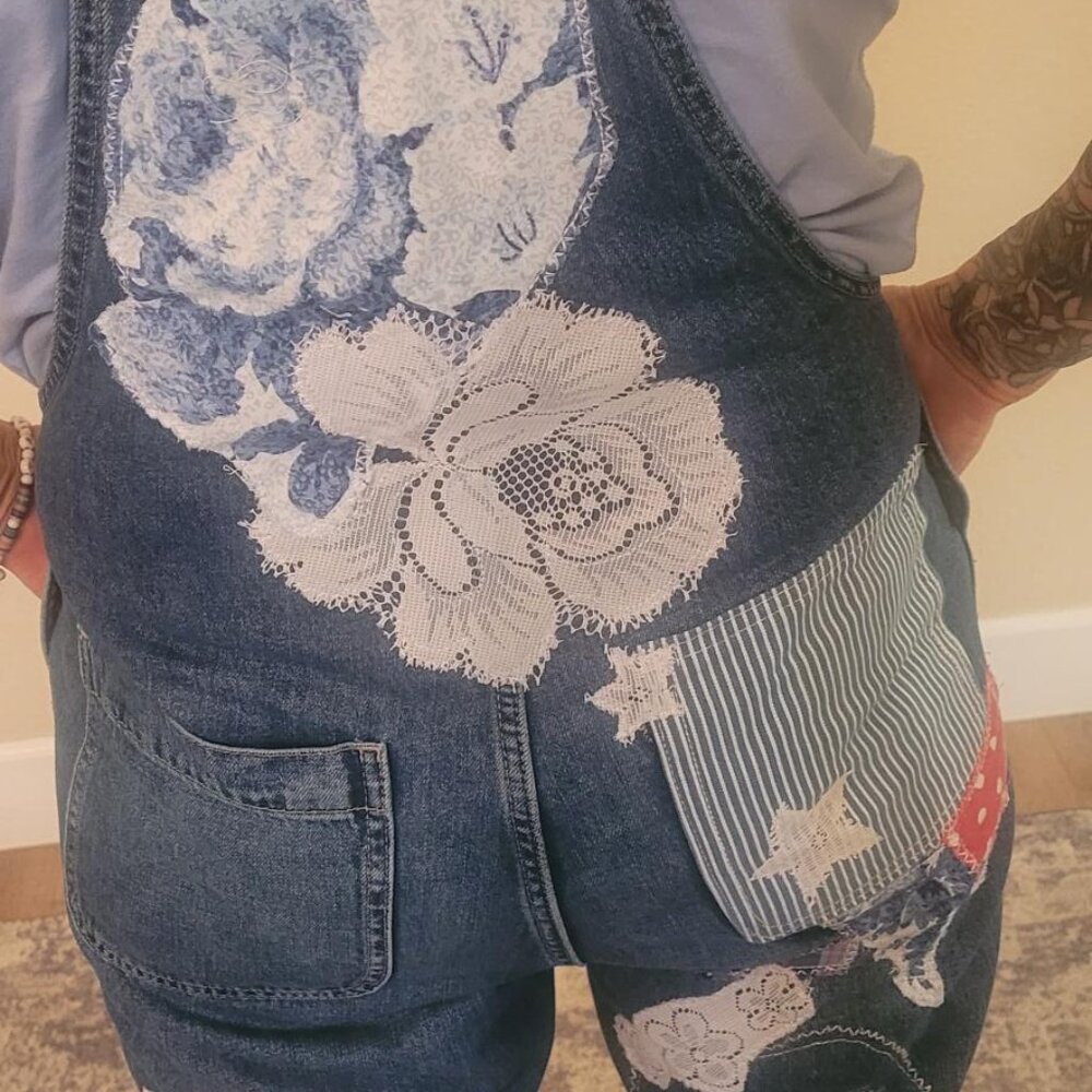 Custom And Hand Crafted Upcycled Patchwork Overal… - image 3